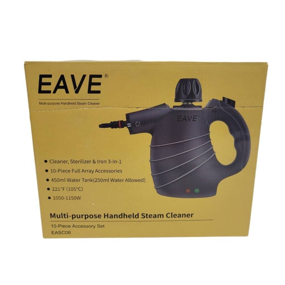 EAVE Multi-Purpose Hand Held Steam Cleaner With Water Tank 10 Pc Accessories New